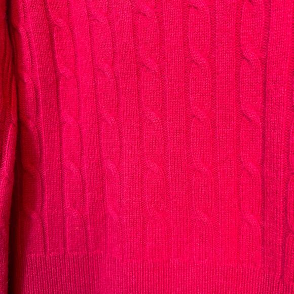 Vineyard Vines Cable Knit Cashmere Sweater Size Small Red Plaid Cuffed Preppy - Picture 9 of 9